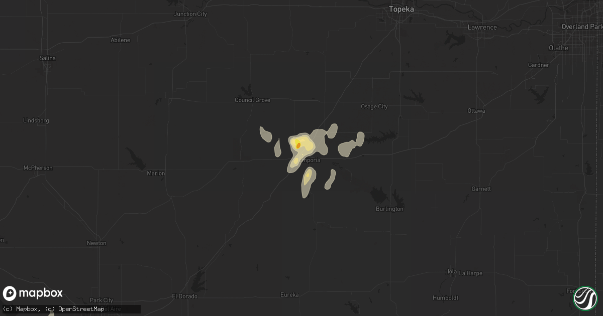 Hail map in Emporia, KS on July 20, 2020