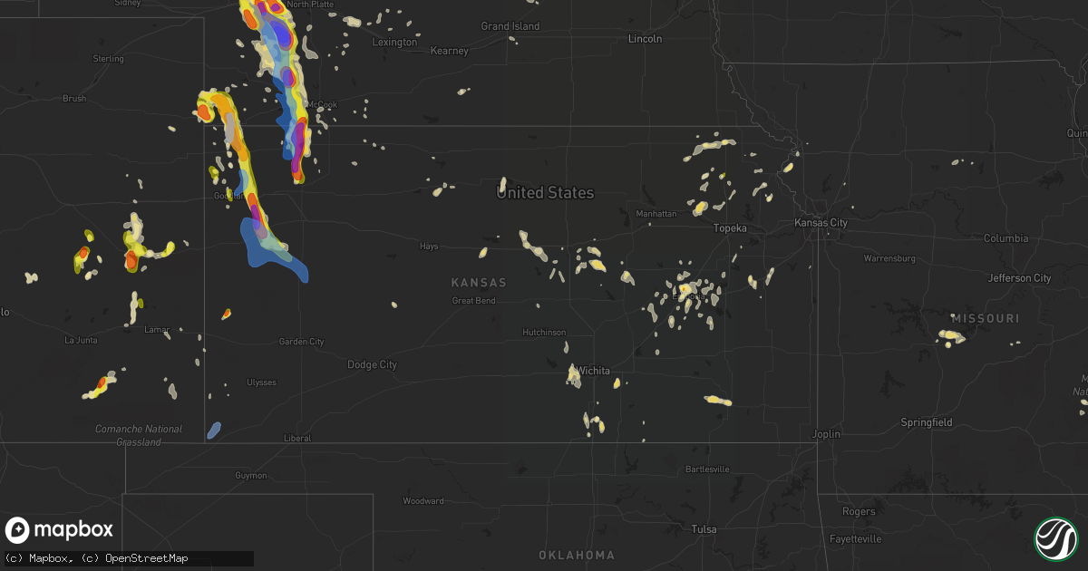 Hail map in Kansas on July 20, 2020
