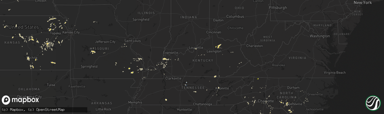 Hail map in Kentucky on July 20, 2020