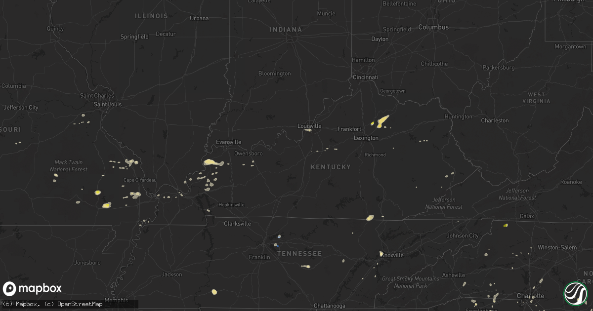 Hail map in Kentucky on July 20, 2020