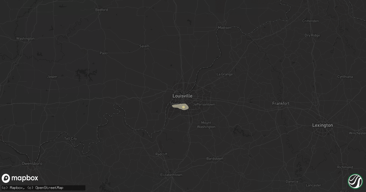 Hail map in Louisville, KY on July 20, 2020