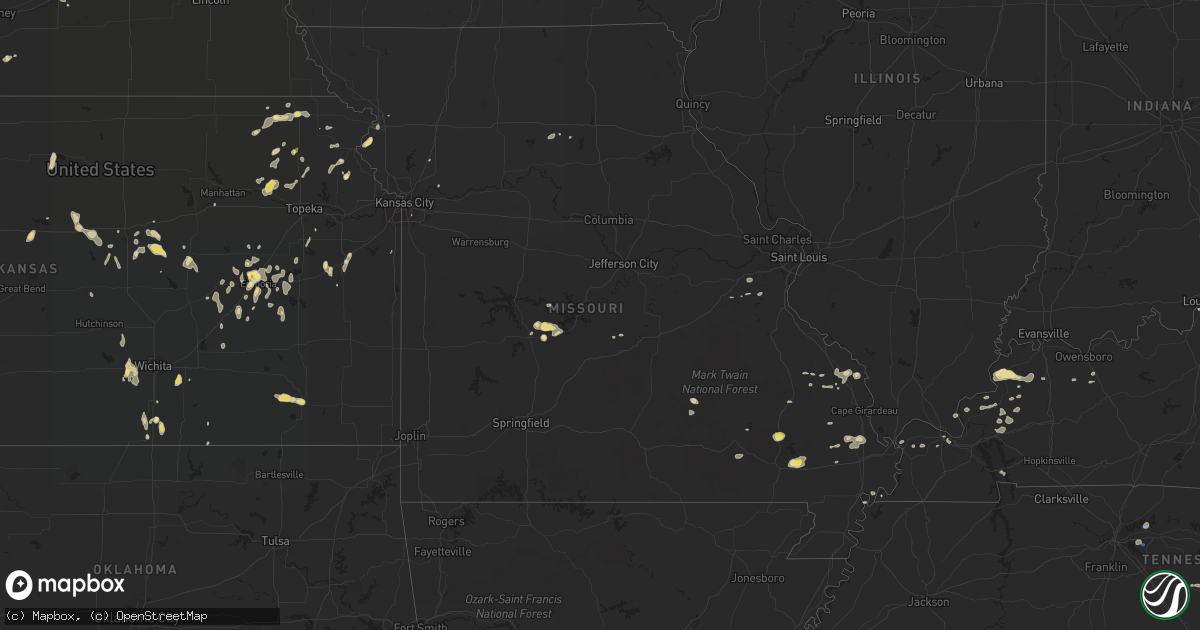 Hail map in Missouri on July 20, 2020