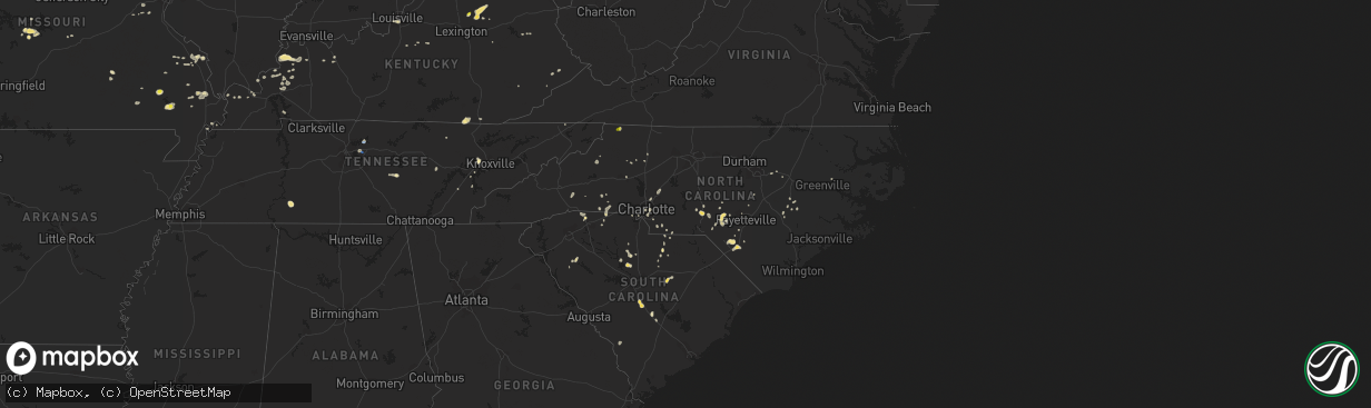 Hail map in North Carolina on July 20, 2020