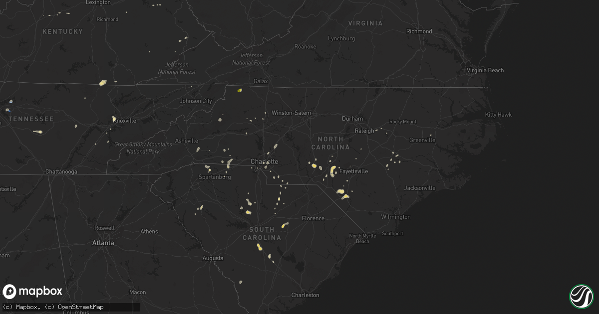 Hail map in North Carolina on July 20, 2020