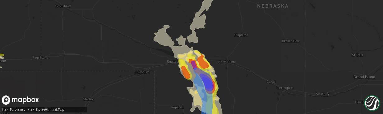 Hail map in Paxton, NE on July 20, 2020