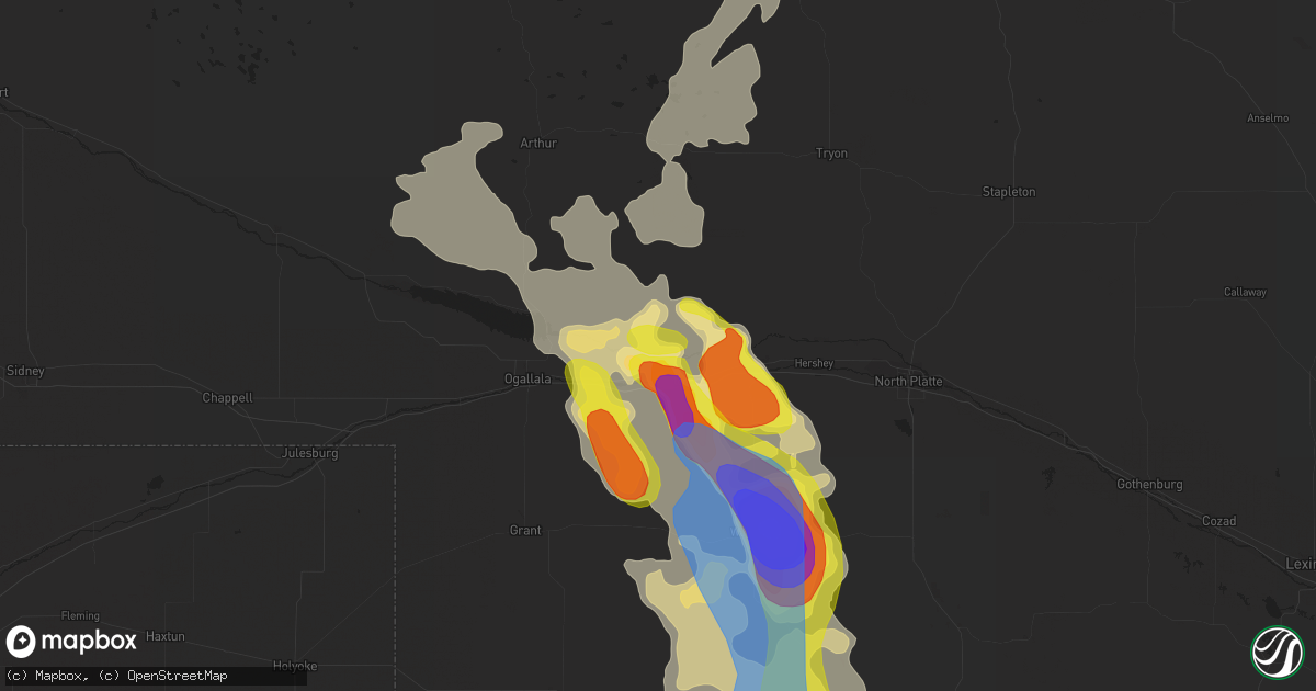 Hail map in Paxton, NE on July 20, 2020