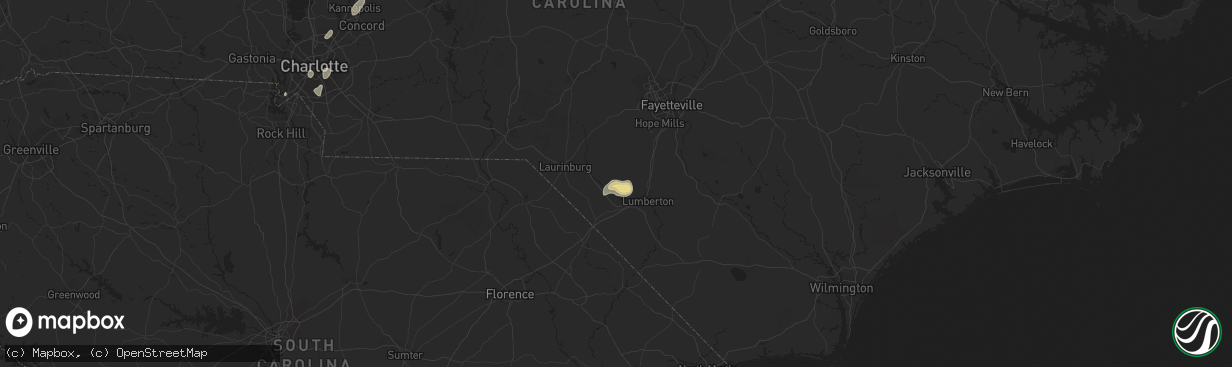 Hail map in Pembroke, NC on July 20, 2020