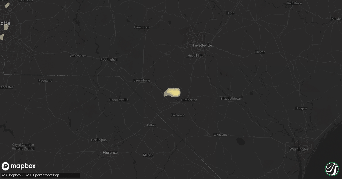 Hail map in Pembroke, NC on July 20, 2020