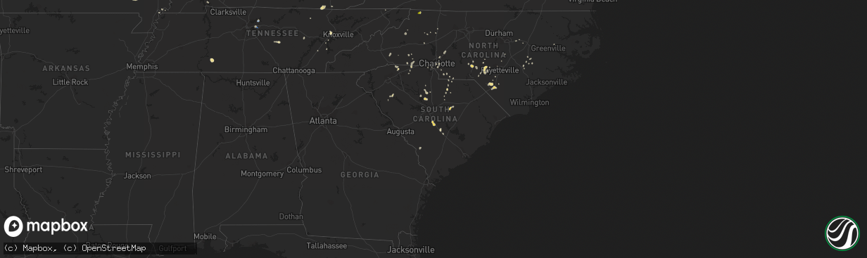 Hail map in South Carolina on July 20, 2020