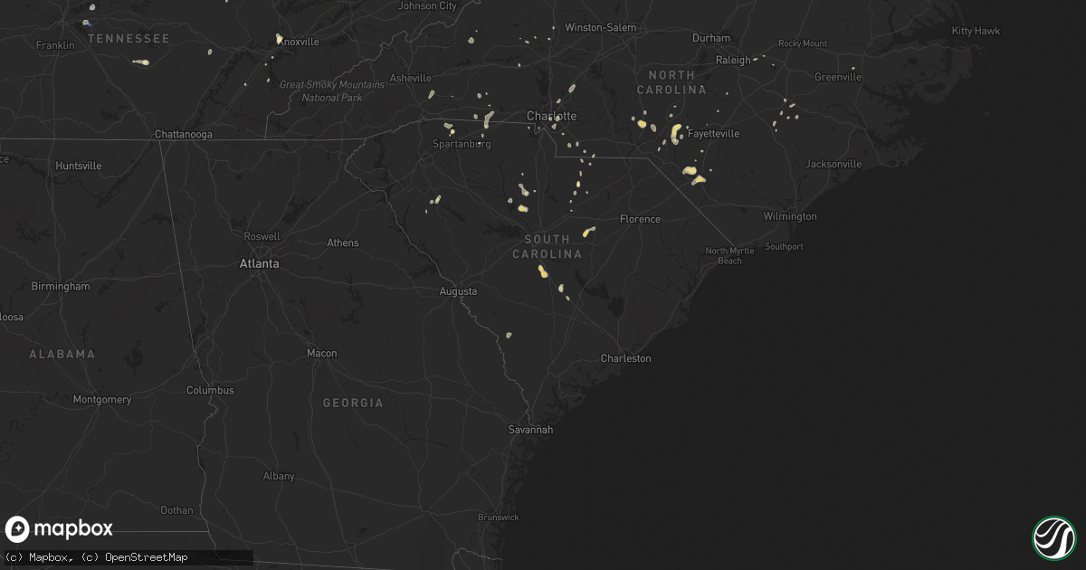 Hail map in South Carolina on July 20, 2020