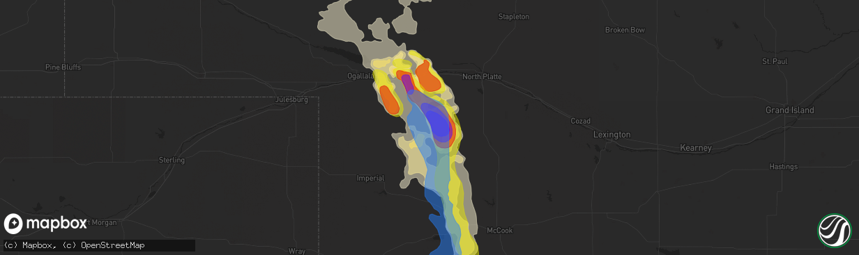 Hail map in Wallace, NE on July 20, 2020