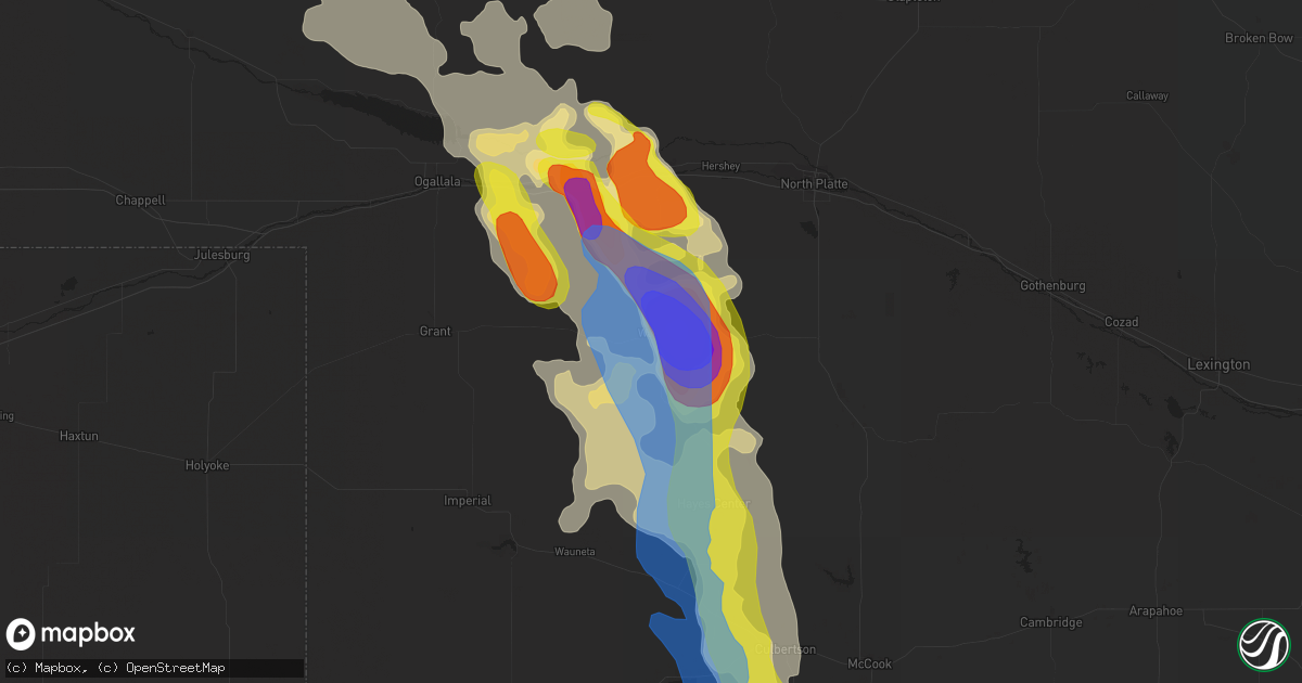 Hail map in Wallace, NE on July 20, 2020