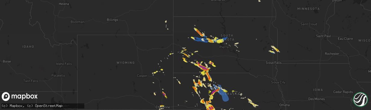 Hail map on July 20, 2020