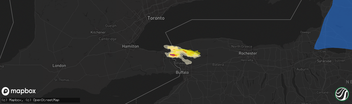 Hail map in Lewiston, NY on July 20, 2021