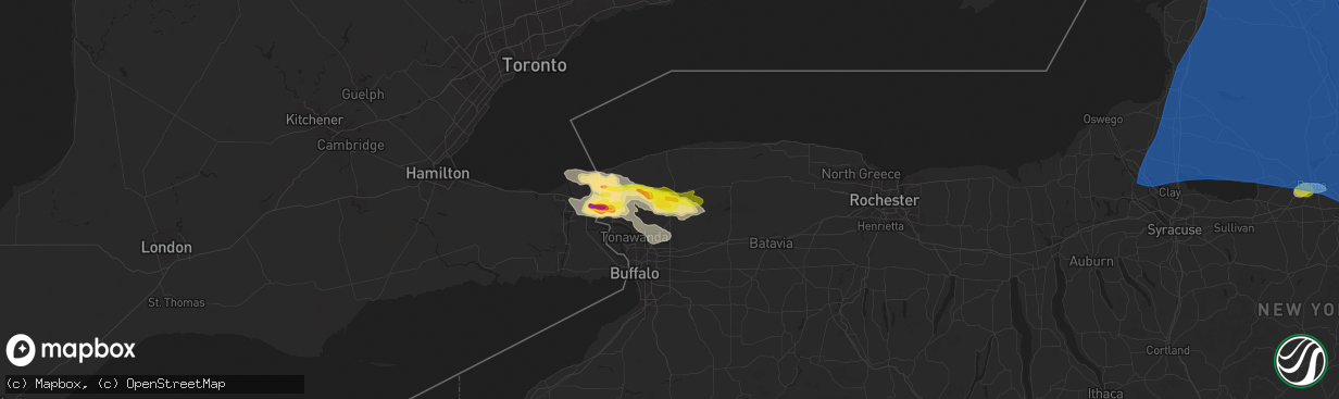 Hail map in Lockport, NY on July 20, 2021