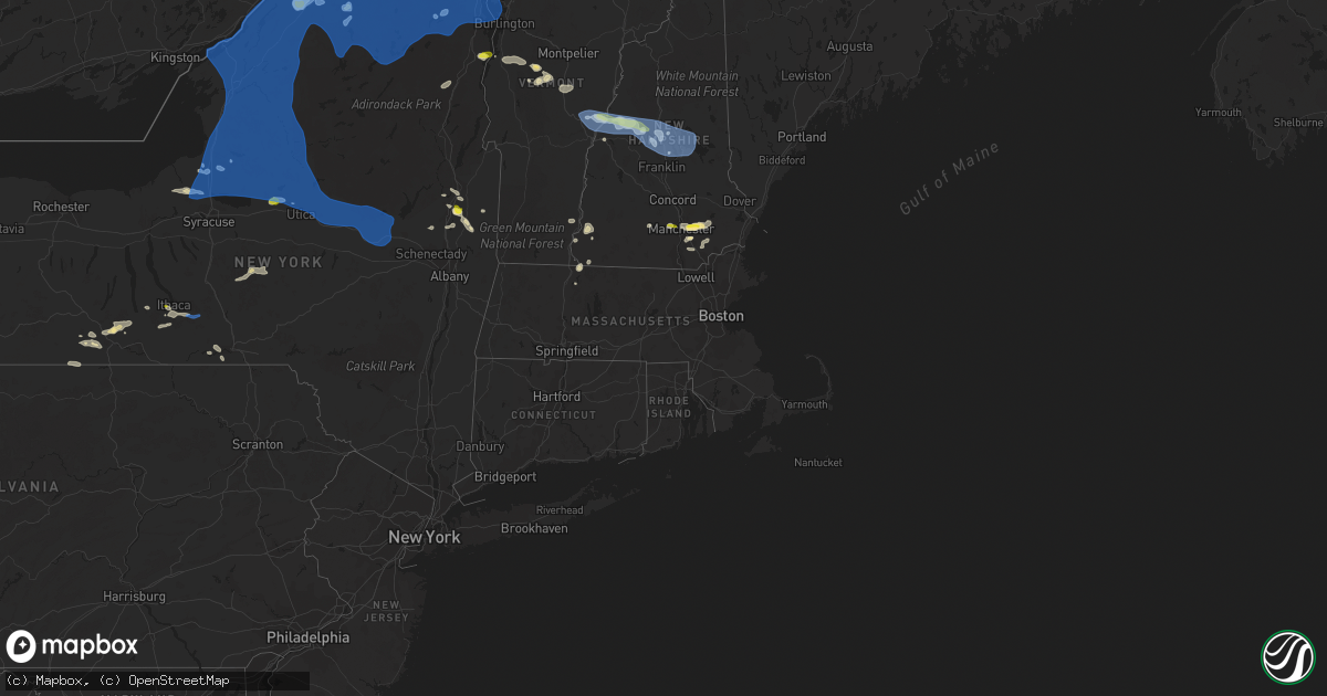 Hail map in Massachusetts on July 20, 2021