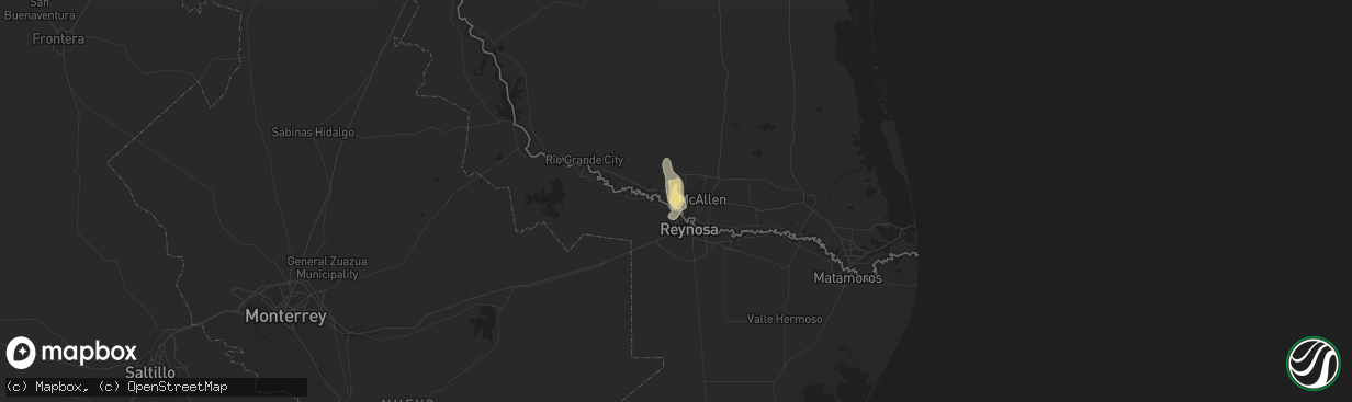 Hail map in Mission, TX on July 20, 2021