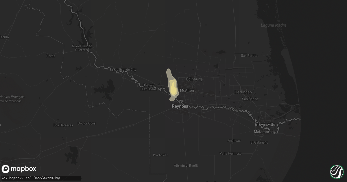 Hail map in Mission, TX on July 20, 2021