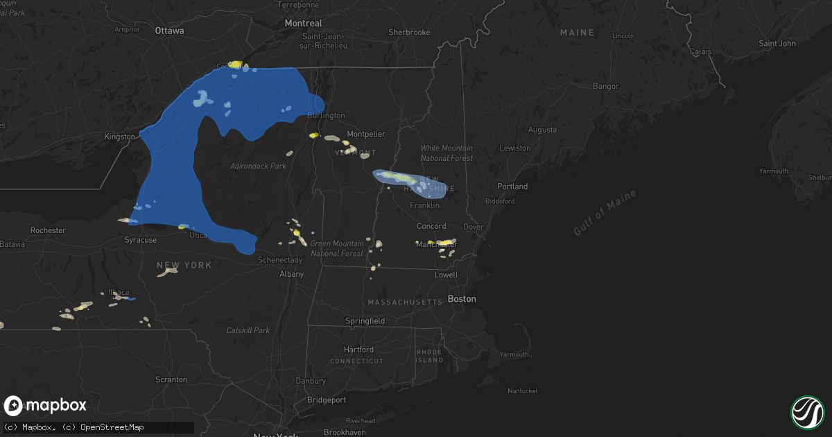 Hail map in New Hampshire on July 20, 2021