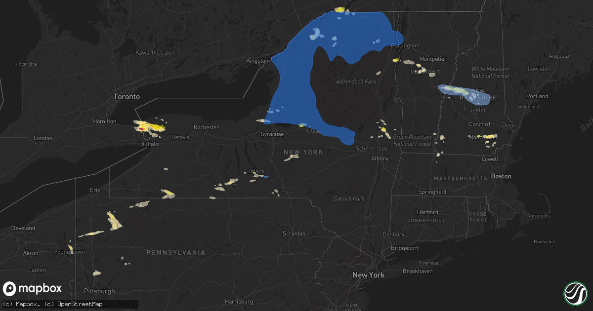 Hail map in New York on July 20, 2021