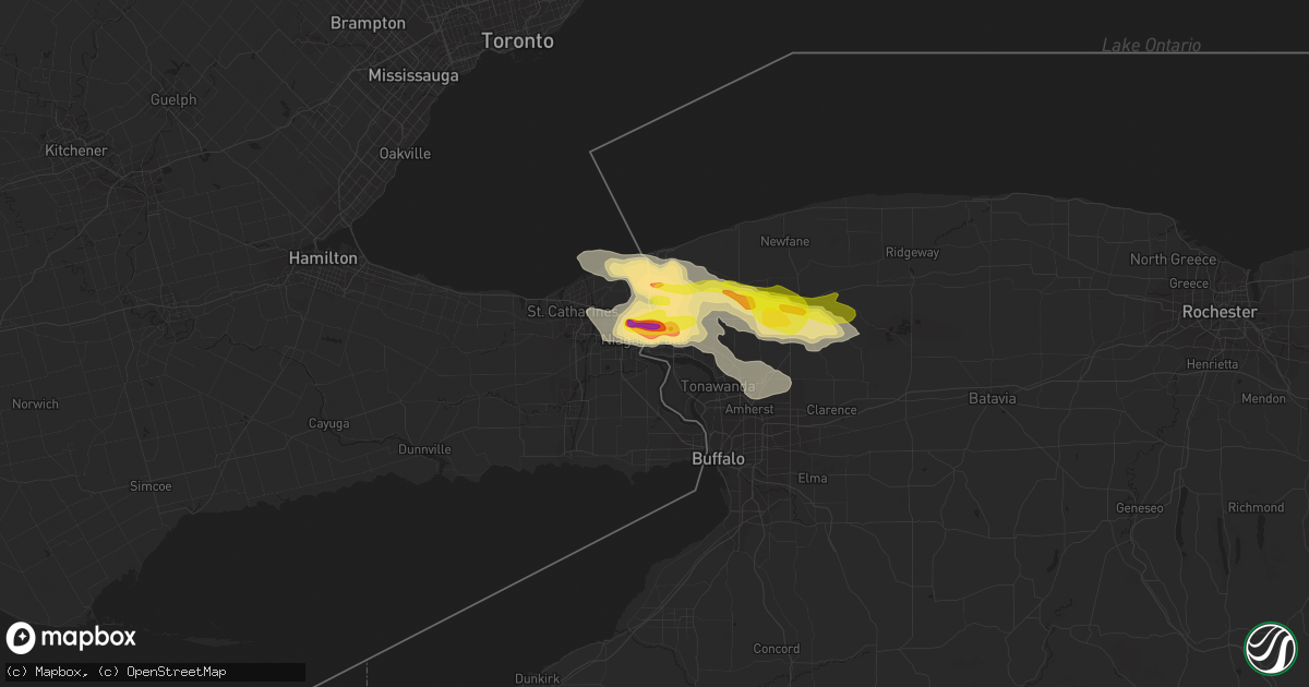 Hail map in Niagara Falls, NY on July 20, 2021