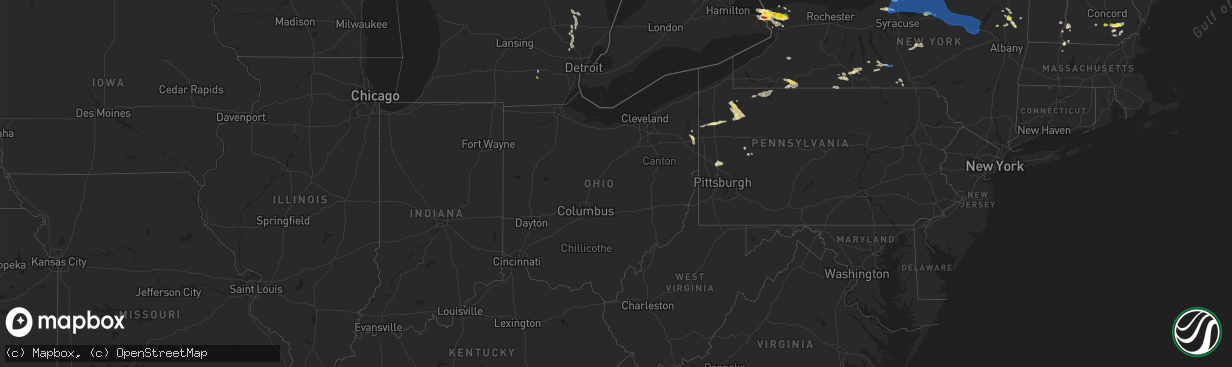 Hail map in Ohio on July 20, 2021