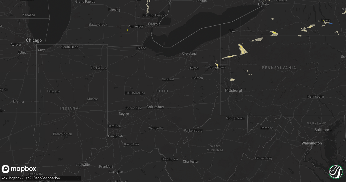 Hail map in Ohio on July 20, 2021