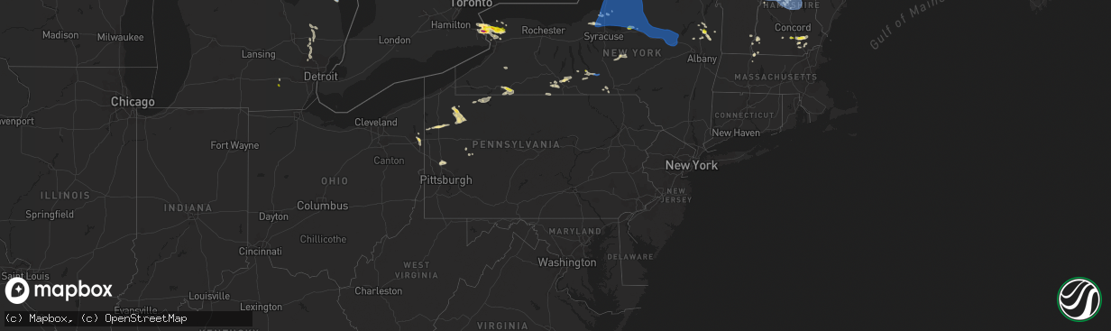 Hail map in Pennsylvania on July 20, 2021