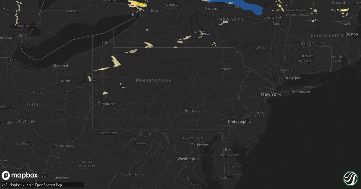Hail map in Pennsylvania on July 20, 2021