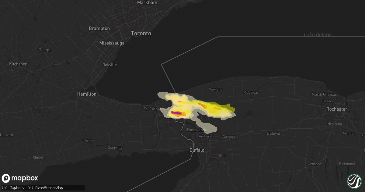 Hail map in Youngstown, NY on July 20, 2021