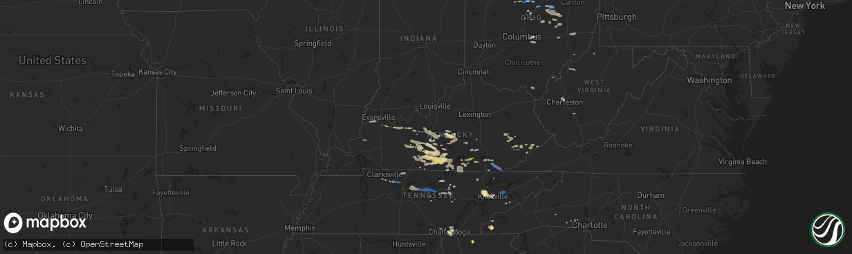 Hail map in Kentucky on July 20, 2022