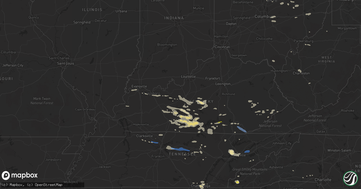 Hail map in Kentucky on July 20, 2022