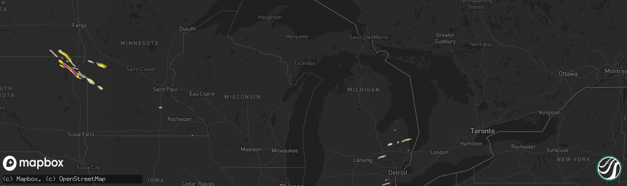 Hail map in Michigan on July 20, 2022