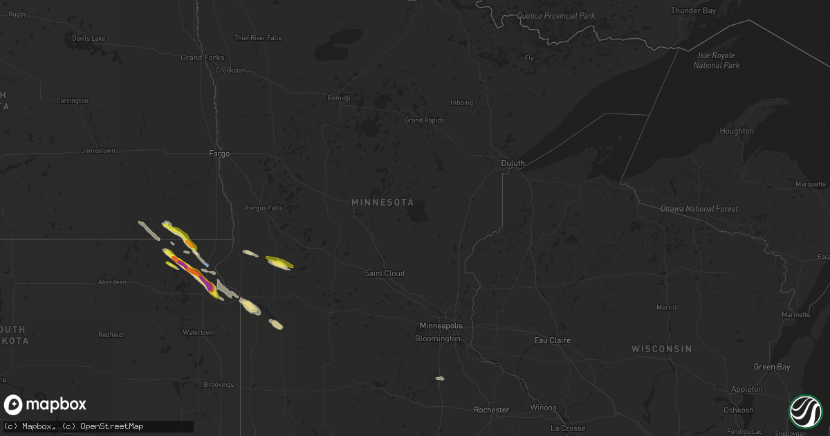 Hail map in Minnesota on July 20, 2022