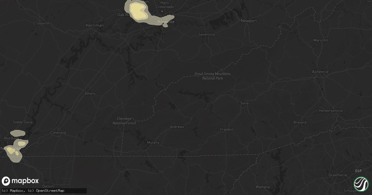 Hail map in Oak Ridge, TN on July 20, 2022