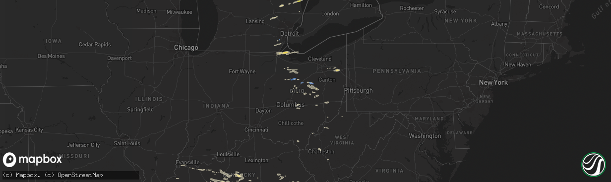 Hail map in Ohio on July 20, 2022