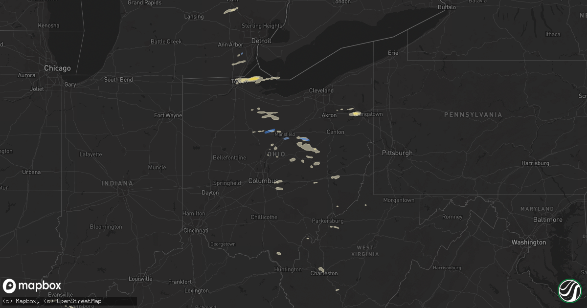 Hail map in Ohio on July 20, 2022