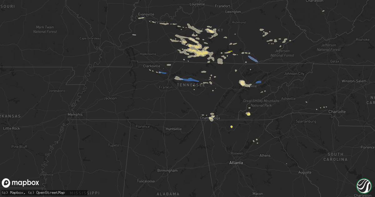 Hail map in Tennessee on July 20, 2022