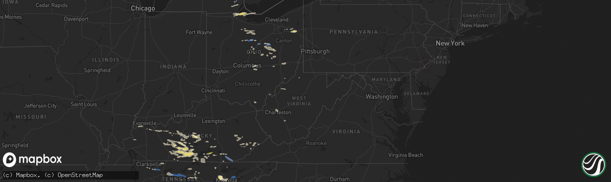 Hail map in West Virginia on July 20, 2022