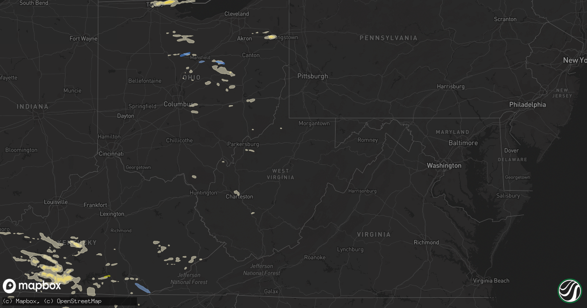 Hail map in West Virginia on July 20, 2022