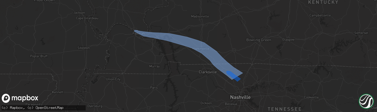 Hail map in Adams, TN on July 20, 2023