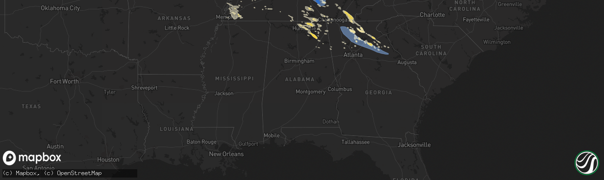 Hail map in Alabama on July 20, 2023