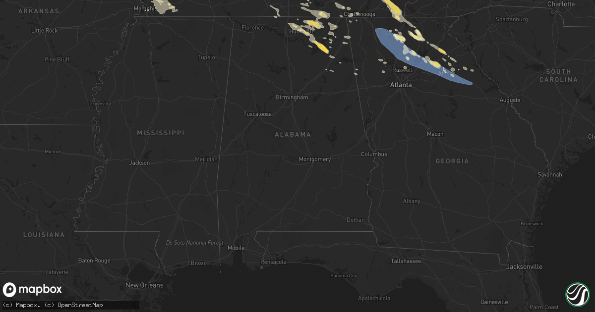 Hail map in Alabama on July 20, 2023