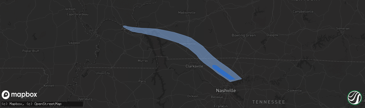 Hail map in Cedar Hill, TN on July 20, 2023