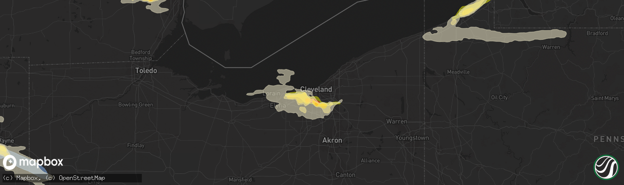Hail map in Cleveland, OH on July 20, 2023