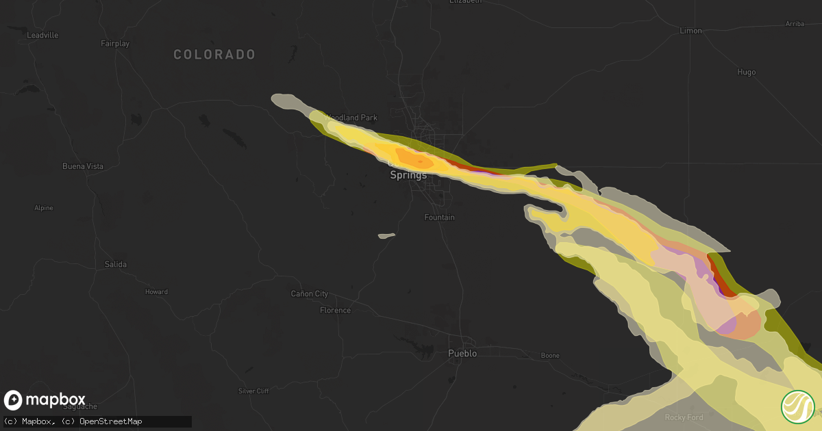 Hail map in Colorado Springs, CO on July 20, 2023