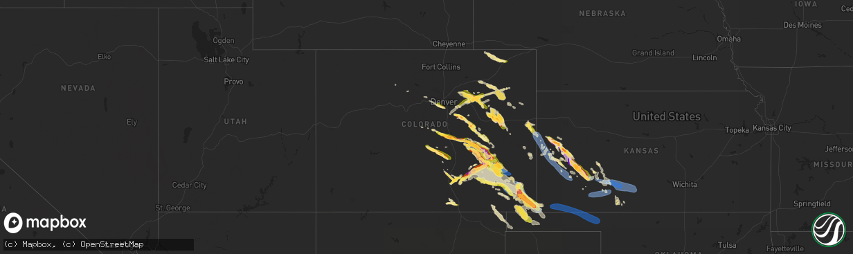 Hail map in Colorado on July 20, 2023