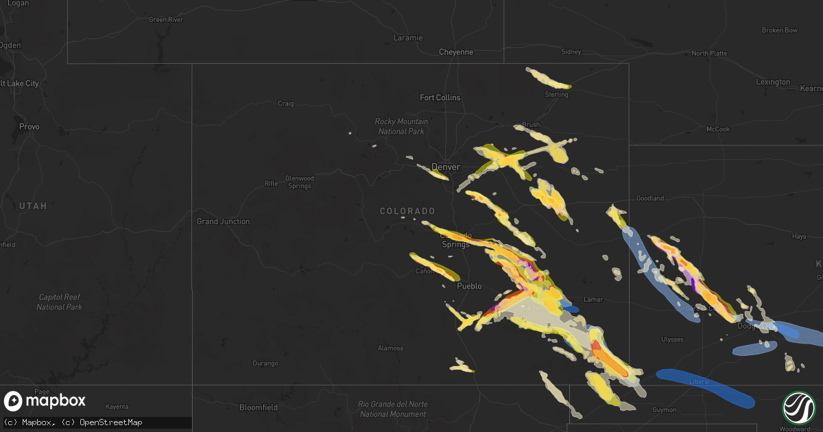 Hail map in Colorado on July 20, 2023