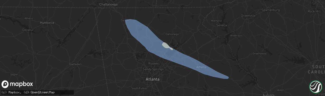 Hail map in Cumming, GA on July 20, 2023