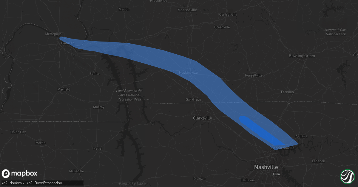 Hail map in Gallatin, TN on July 20, 2023